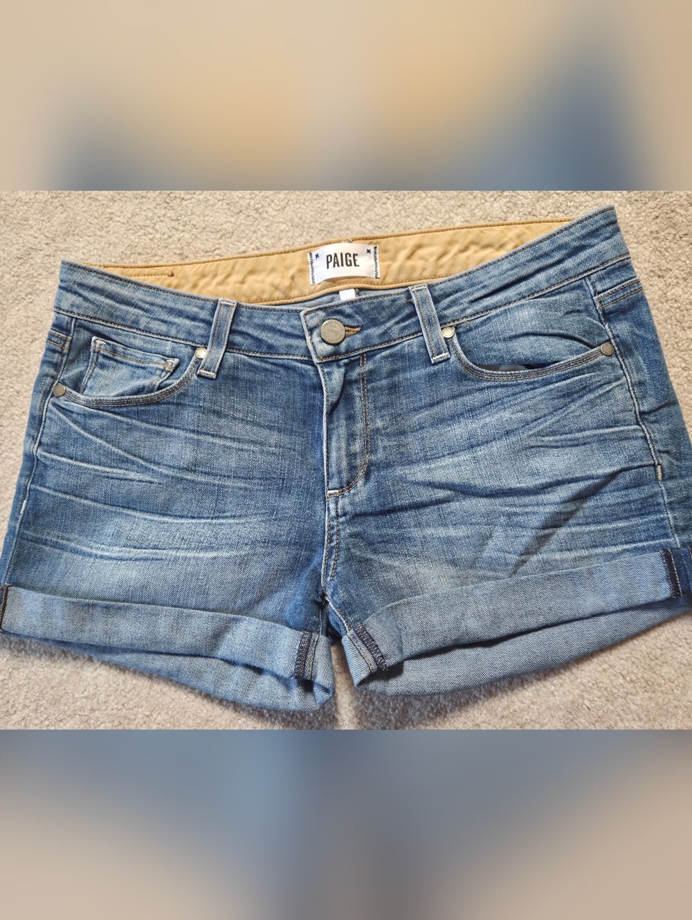 PAIGE Blue Denim Roll-Cuff Women's Shorts